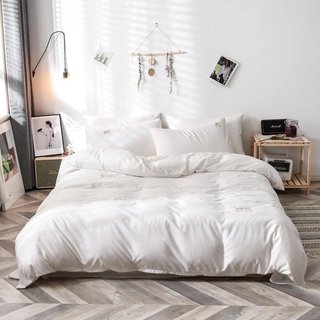 Bộ Chăn Ga Trắng Khách Sạn, Nhà nghỉ chất liệu cotton tici - Màu trắng tinh (loại dày đẹp).