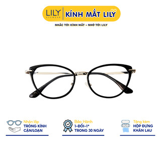 Gọng kính mắt mèo LILYEYEWEAR chất liệu nhựa cứng cáp thanh mảnh kiểu dáng thời trang 8074
