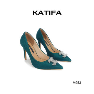 Giày Cao Gót 9P Mũi Nhọn Khóa đính đá X KATIFA M953, Da PU Cao Cấp, BH 24 Tháng