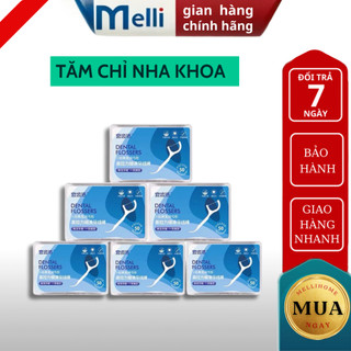 Tăm chỉ nha khoa hộp 50 Cây MELLI tăm chỉ vệ sinh răng miệng giảm đau răng
