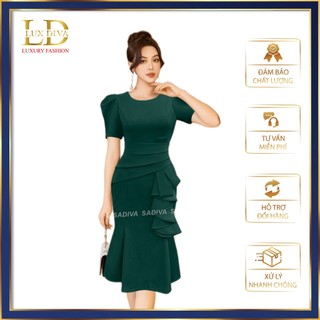 Váy Nữ Trung Niên Đi Tiệc Sang Trọng Thiết Kế Cao Cấp LUX DIVA Váy Cho Mẹ Cổ Tròn Dáng Đuôi Cá SDV65