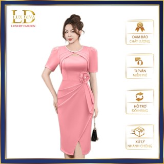 Váy Nữ Trung Niên Đi Tiệc Sang Trọng Thiết Kế Cao Cấp LUX DIVA Váy Cho Mẹ Khoét Ngực Đính Bông SDV59