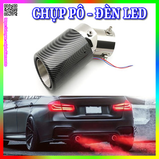 Chụp ống xả ô tô, chụp pô đèn Led vân Carbon trang trí ô tô