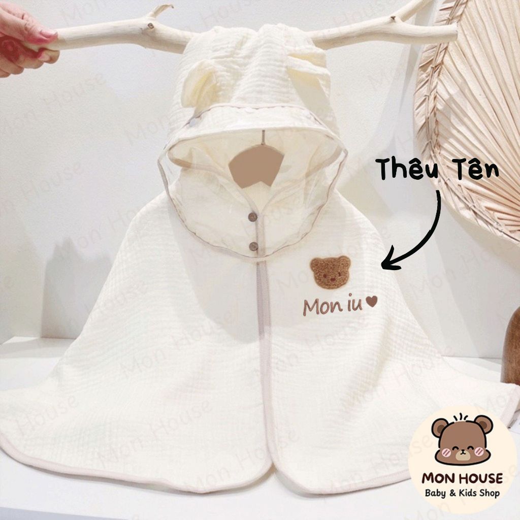 [Thêu Tên] Áo Choàng Đa năng Tránh Gió Đi Tiêm Cho Bé Trai và Bé Gái, Áo Chống nắng Chất liệu Vải Xô Hàn Quốc