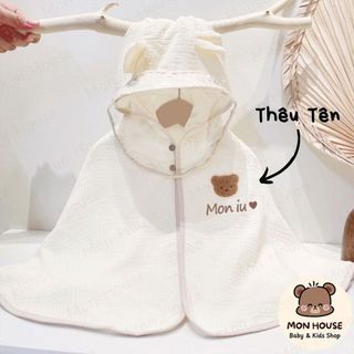 [Thêu Tên] Áo Choàng Đa năng Tránh Gió Đi Tiêm Cho Bé Trai và Bé Gái, Áo Chống nắng Chất liệu Vải Xô Hàn Quốc