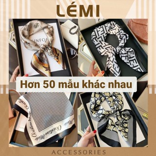 Khăn lụa vuông 70x70 Khăn Turban Badana 50 Mẫu quàng cổ buộc tóc nữ thời trang công sở đa dụng lụa cao cấp Lémi