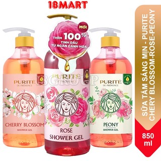 Sữa tắm Purité sáng mịn hoa anh đào 850ml / sữa tắm thư giãn hoa mẫu đơn 850ml