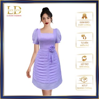 Váy Nữ Trung Niên Đi Tiệc Sang Trọng Thiết Kế Cao Cấp LUX DIVA Váy Cho Mẹ Tơ Gân Phụ Kiện Bông SDV69