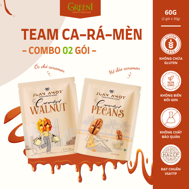 [Team Caramen] Combo 02 gói Hồ đào caramen và Hạt óc chó caramen 60g