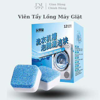 Viên tẩy lồng máy giặt giúp làm sạch sẽ cặn, bụi bẩn, vi khuẩn, mùi hôi tăng tuổi thọ máy giặt - Hộp 12 Viên
