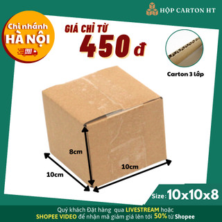 10x10x8 Combo 50 Hộp Carton Đóng Hàng Thùng Giấy Đóng Hàng COD 3 Lớp - Hộp Carton HT