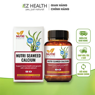 Canxi hữu cơ NUTRI SEAWEED CALCIUM D3K2 New Zealand giúp phát triển chiều cao toàn diện, hỗ trợ xương chắc khỏe - 60viên