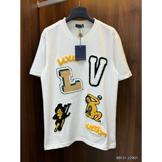 ÁO thun nam LV cổ tròn họa tiết thêu tay ngắn phong cách trẻ trung chuẩn from