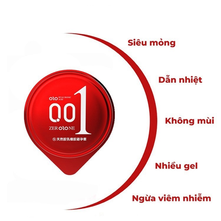 SU20 Bao cao su olo 001  đỏ bao cao su siêu mỏng nhiều gel bôi trơn HỘP 10 CÁI