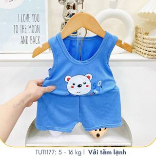 Đồ bộ ba lỗ cho bé kết hợp in hình họa tiết đáng yêu, TUTI177