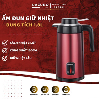 Ấm đun nước siêu tốc giữ nhiệt kiêm phích nước 2 lít 1500w lõi inox 304 cao cấp RAZUNO