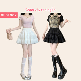 Chân Váy Ren Xoè GUDLOOK 2 Tầng Màu Đen Trắng Thời Trang