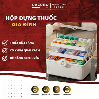 Hộp đựng thuốc gia đình razuno 3 tầng đa năng hộp thuốc phân loại thuốc có khoá đóng mở an toàn