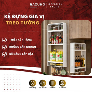 Kệ để gia vị 4 tầng gắn tường kệ để đồ nhà bếp kệ đựng gia vị treo tường razuno