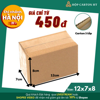 12x7x8 Combo 100 hộp carton, thùng giấy cod gói hàng, hộp bìa carton đóng hàng giá rẻ