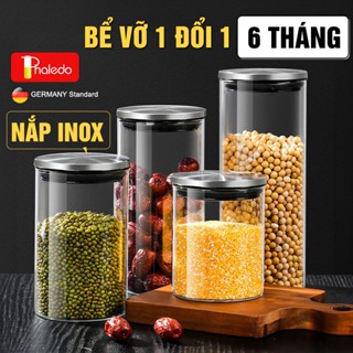 Hũ Thuỷ Tinh Có Nắp Inox, Lọ Thuỷ Tinh Nắp Inox Không Gỉ, Cam Kết Không Chứa Chì Cao Cấp PHALEDO (P-0364)
