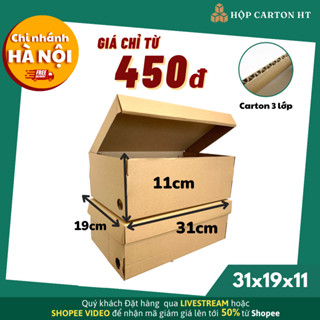 Combo 10 31x19x11 Hộp Carton Nắp Gài Đựng Giày Dép Chất Liệu Carton 3 Lớp Sóng E Cứng Cáp