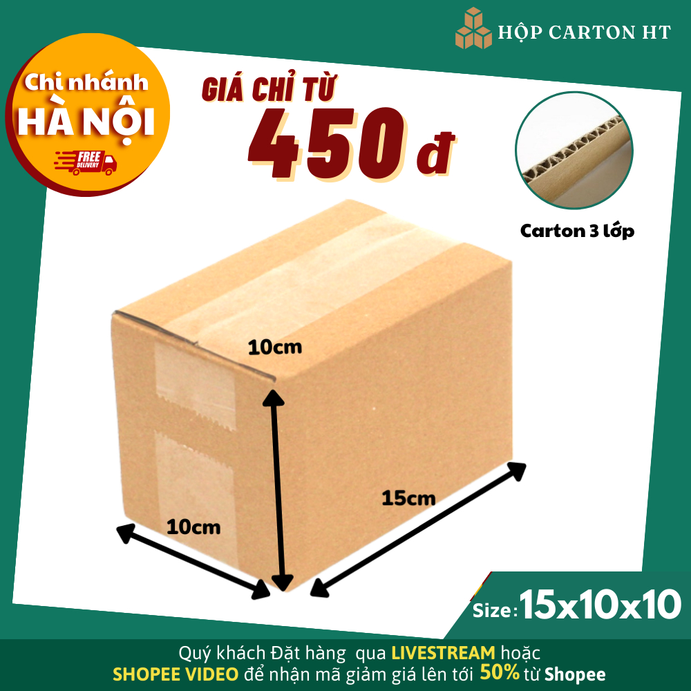 15x10x10 COMBO 20 Hộp Carton đóng hàng đựng giày dép, phụ kiện đồ gia dụng giá rẻ - Hộp Carton HT