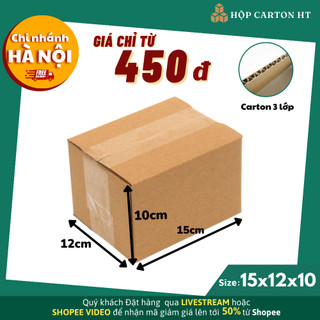 15x12x10 Combo 10 Hộp Carton Đóng Hàng Thùng Giấy Đóng Hàng 3 Lớp Dày Dặn Giá Rẻ - Hộp Carton HT