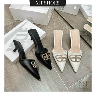 Guốc sục nữ mũi nhọn cao 5P phối Tag đá sang chảnh form đẹp lên chân siêu xinh Dép sục Sabo MT Shoes