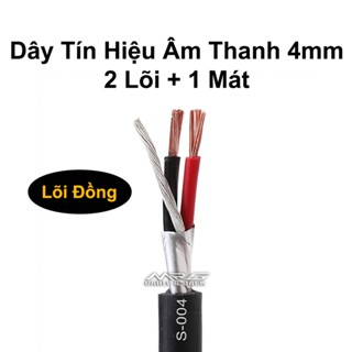 Dây Tín Hiệu Âm Thanh 4mm Chống Nhiễu Lõi Đồng, 2 lõi + 1 mát, giá bán 1met. dùng hàn jack âm thanh.