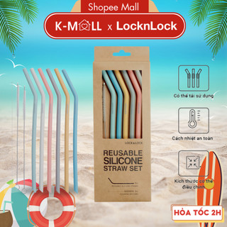 Bộ 6 ống hút silicone LocknLock  kèm 2 cọ TLL080 , có thể tái sử dụng an toàn không độc hại - K-MALL