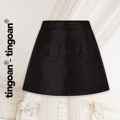TINGOAN® - Chân váy chất liệu tafta giấy form chữ A 2 túi trước đen BADDIE SKIRT/BL