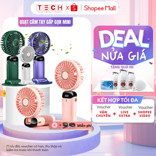 Quạt Cầm Tay Tích Điện Dung Lượng Pin Khủng 4.000 MAh, Quạt Mini 5 Tốc Độ Gió Linh Hoạt 2024