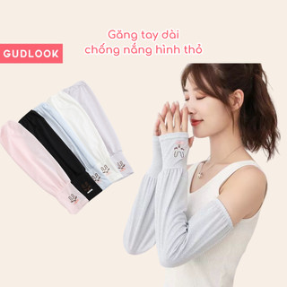 Găng Chống Nắng Ống Tay GUDLOOK Hở Ngón Thông Hơi Chống Tia UV Hình Thỏ
