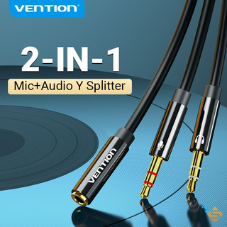 Dây cáp chữ Y VENTION chia 2 cổng âm thanh 3.5mm Mic+Audio dùng cho PC/Laptop