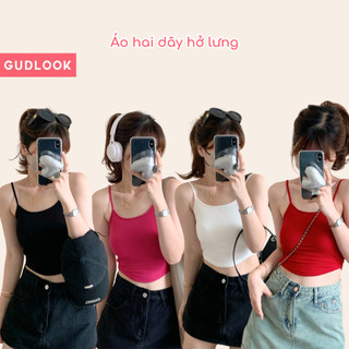 Áo 2 Dây Nữ Cotton GUDLOOK Khoét Lưng Gợi Cảm Màu Sắc Trẻ Trung