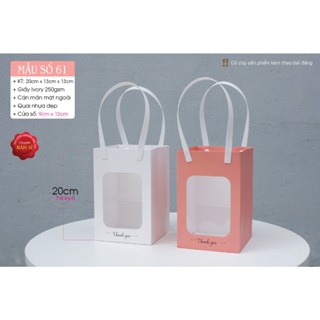 25 cái - Túi giấy đáy vuông 13cm, có mặt kính mica - Túi số 61 -  Paper bag with clear window