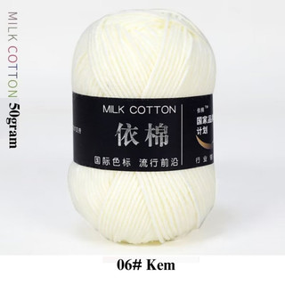 Len milk cotton 50gram (màu 01-86) làm đồ handmade