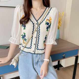 Áo đi biển, áo len móc đi biển, Áo cardigan kiểu dáng thanh lịch #CR06