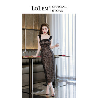 Đầm ren cúp ngực dáng dài LOLEM DO281 phối lụa quyến rũ sang trọng