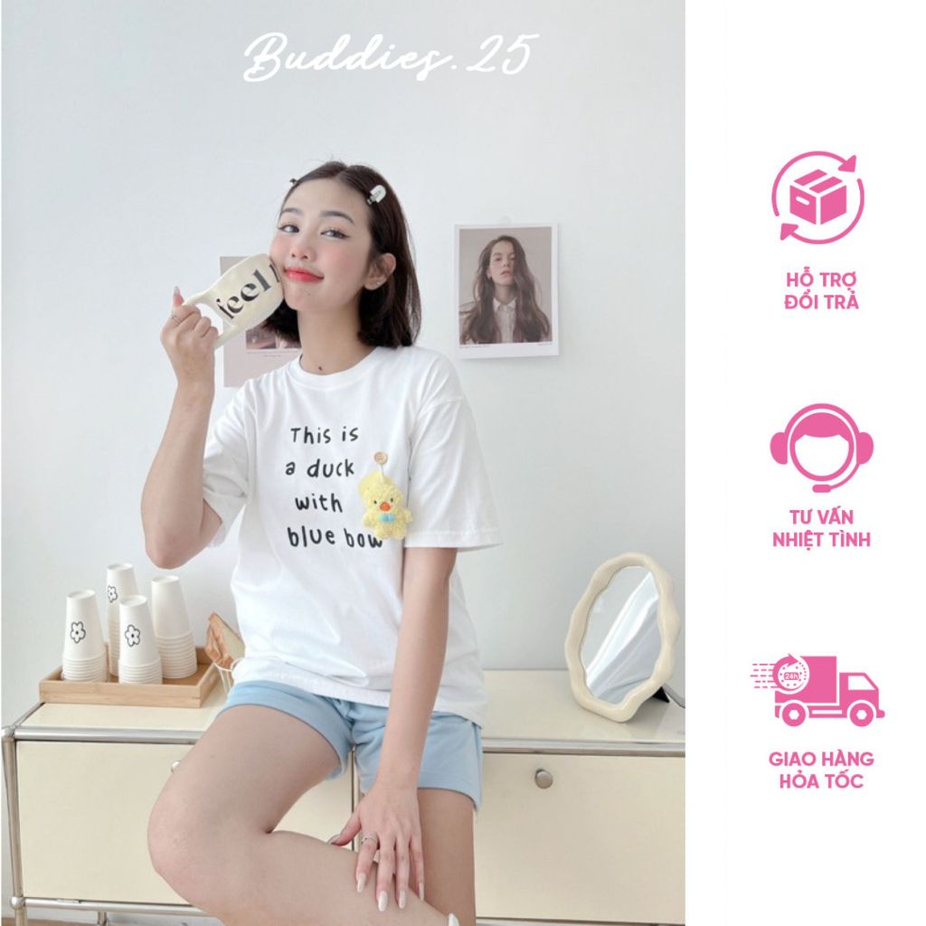Áo thun gắn gấu bông con zịt