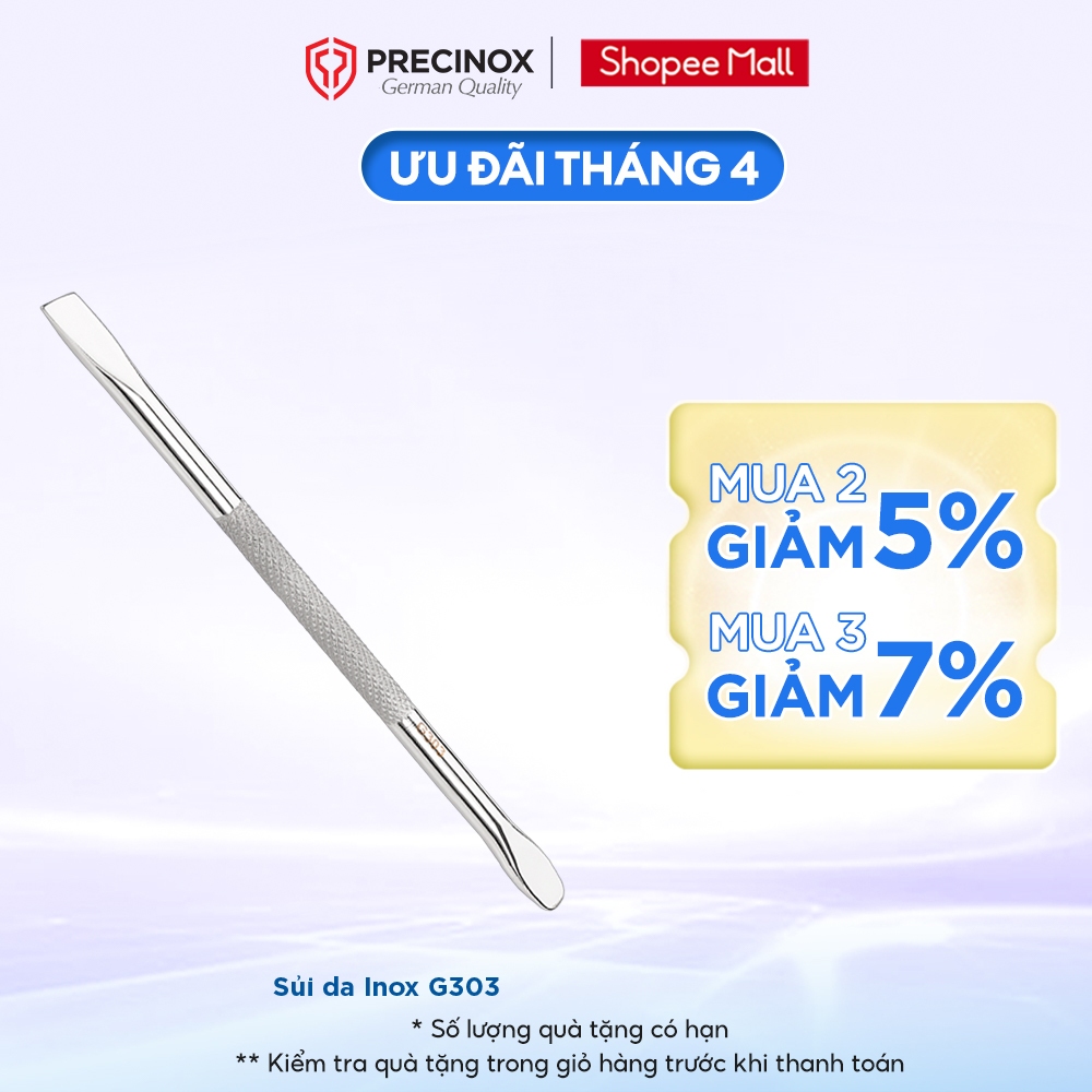 [Mã FRANCIA50 giảm 50% đơn 0] Sủi da Inox Precinox - G303