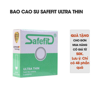 (Quà tặng) Bao cao su Safefit Ultra thin bcs trơn, mỏng hộp 3 chiếc