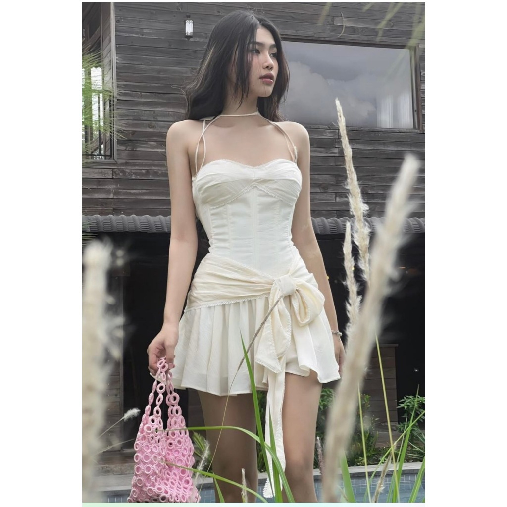 Đầm hai dây cổ yếm nơ thắt - Ruby Dress