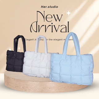 Túi Tote Trần Bông Kẻ Caro Bản Vừa  - Túi Phao Kẻ Caro Bản Vừa Màu Xanh, Trắng Ngà, Đen