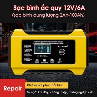 Sạc bình acquy 12V 6A TIANYE tự ngắt khi đầy chức năng bảo dưỡng phục hồi ắc quy bằng khử sunfat chống ngược cực