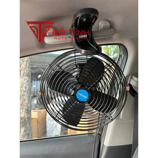Quạt mini ô tô 12v/24v có kẹp, tẩu cắm sạc và công tắc. Quạt cánh sắt cỡ lớn.