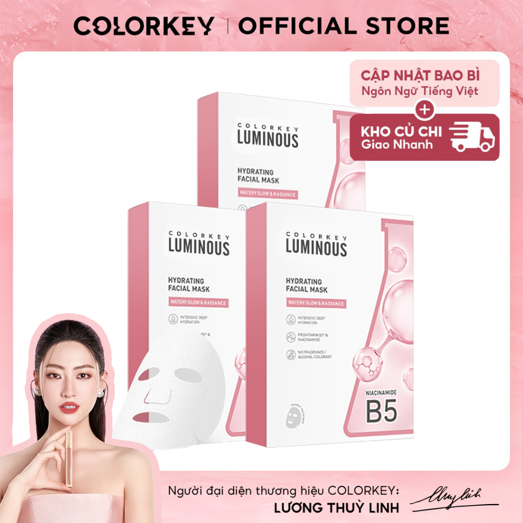 [MUA COMBO TẶNG 3  MIẾNG] - Combo 3 Hộp Cùng Màu Mặt Nạ Giấy COLORKEY LUMINOUS Vitamin B5 10 Miếng/ Hộp