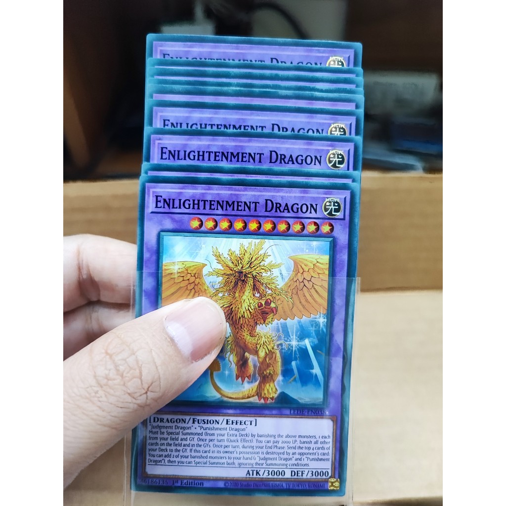[Yugioh Funny Shop] 1 lá thẻ bài Enlightenment Dragon - LEDE-EN038 - Super Rare 1st Edition