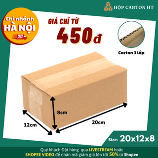 20x12x8 Combo 100 hộp carton thùng giấy gói hàng hộp bìa đóng hàng giá rẻ